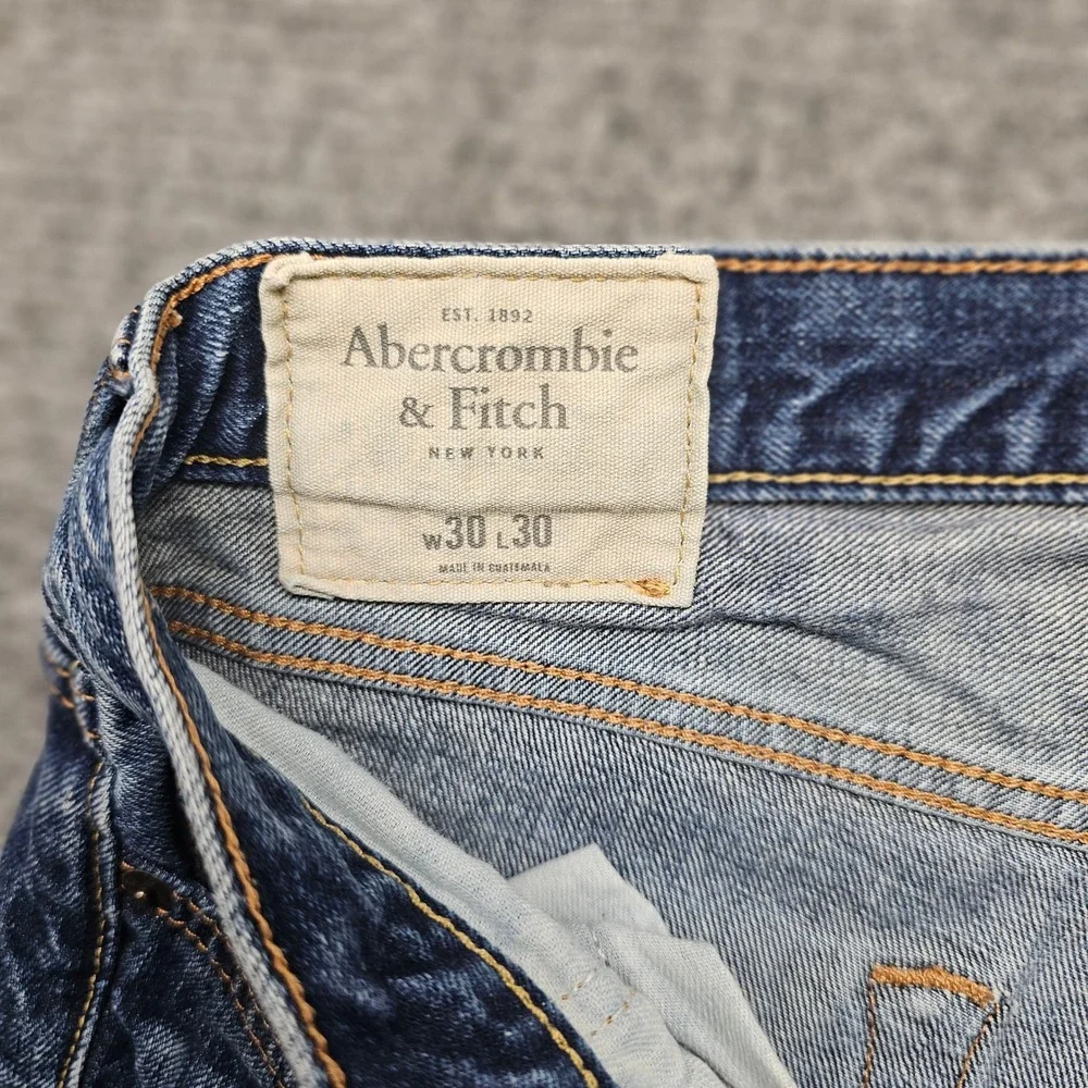 Abercrombie & Fitch Mens Straight Leg Blue Jeans 30x30 1F5343 Cotton Denim
